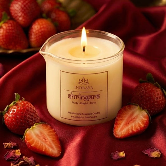 Indraya Moisturising Massage Candles Set of 4 × 60g | Light. Melt. Touch. Connect. Indraya