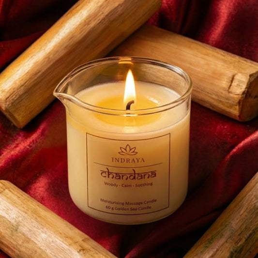 Indraya Moisturising Massage Candles Set of 4 × 60g | Light. Melt. Touch. Connect. Indraya