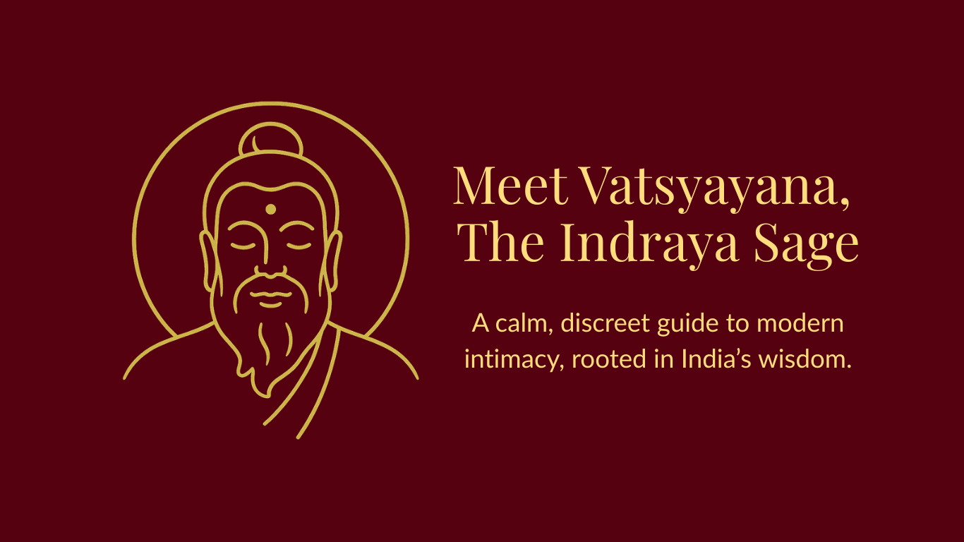 Illustration of a Indraya sage - Vatsyayana on a Marron background