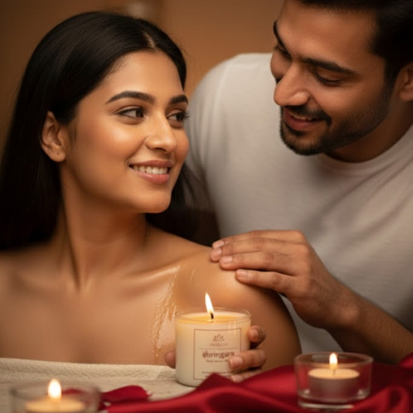 Indraya Moisturising Massage Candles Set of 4 × 60g | Light. Melt. Touch. Connect. Indraya