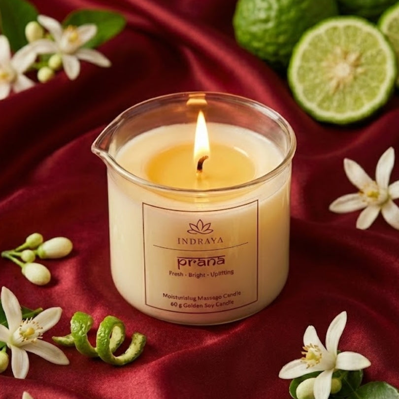Indraya Moisturising Massage Candles Set of 4 × 60g | Light. Melt. Touch. Connect. Indraya