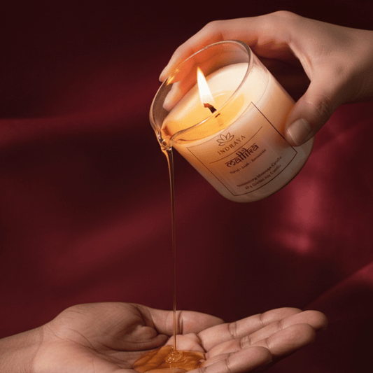 Mallika Body Oil Candle | For Soft Floral Calm, Skin Softening Melt-to-Oil Indraya