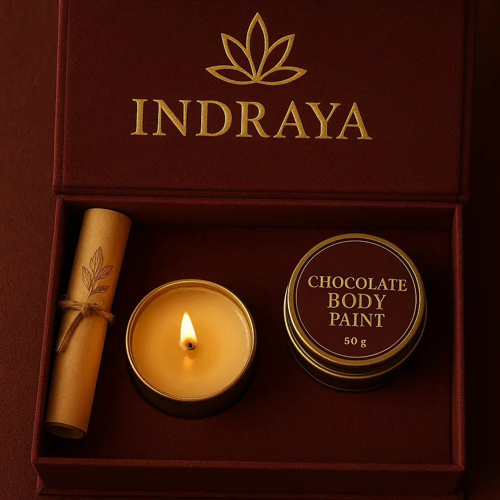 Luxury Foreplay Kit: Massage Candle & Chocolate Body Paint Indraya