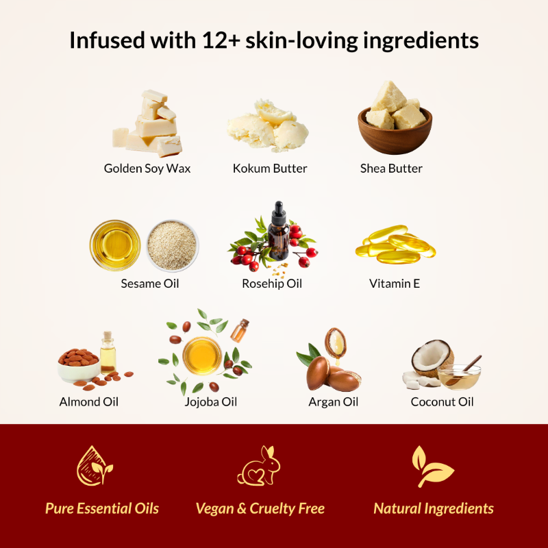 Indraya Body Oil Candle Kit | 4 calming aromas. 4 warm-oil resets. One ritual to slow down. Indraya