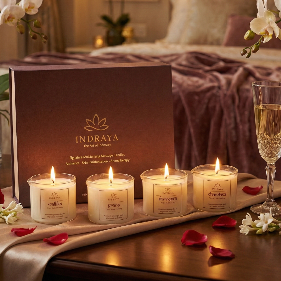 Indraya Body Oil Candle Kit | Calming Aroma & Skin Softening Melt-to-Oil